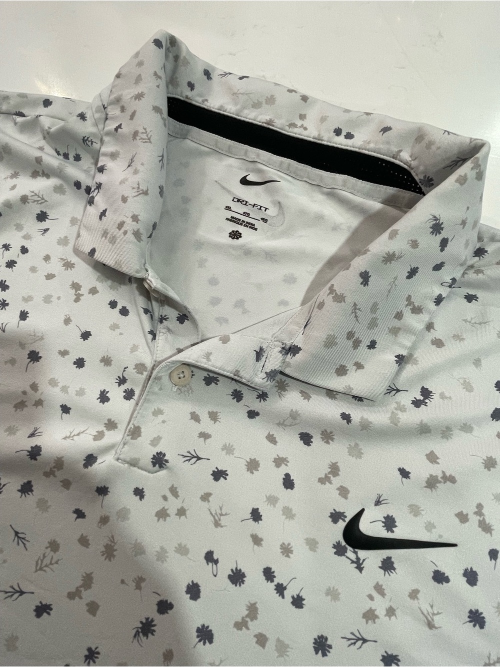 Nike Dri-Fit Tour Golf Polo 4XL White Floral Leaf Print